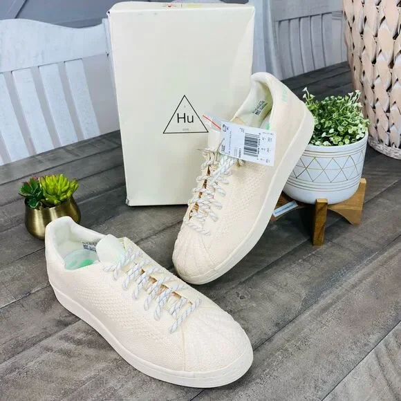 New Adidas Superstar Pharrell Primeknit Cream Men's Sneakers Size 8.5 - Picture 9 of 10